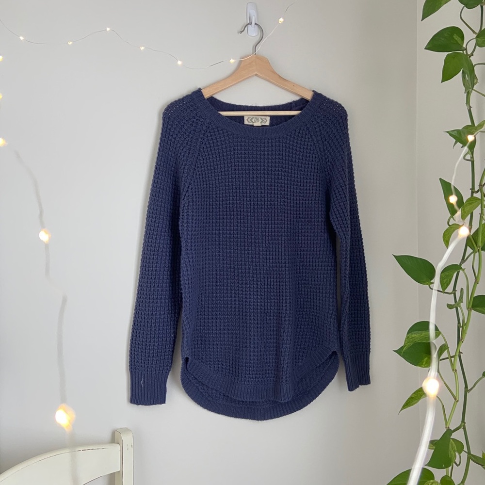 Waffle knit oversized sweater